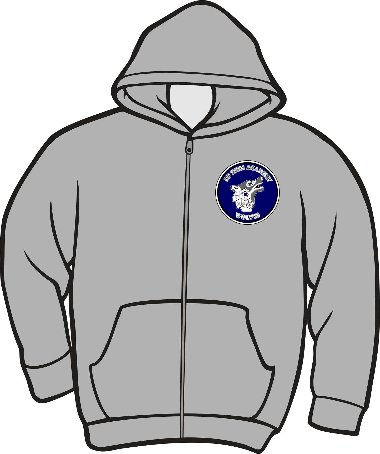 BP STEM Academy Sport Grey Zip-Up Hoodie