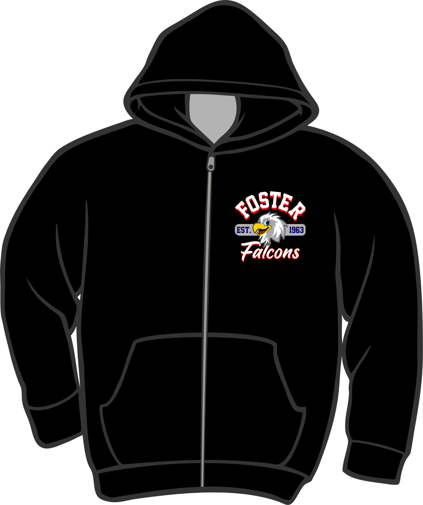 Foster Black Zip Up Hoodie