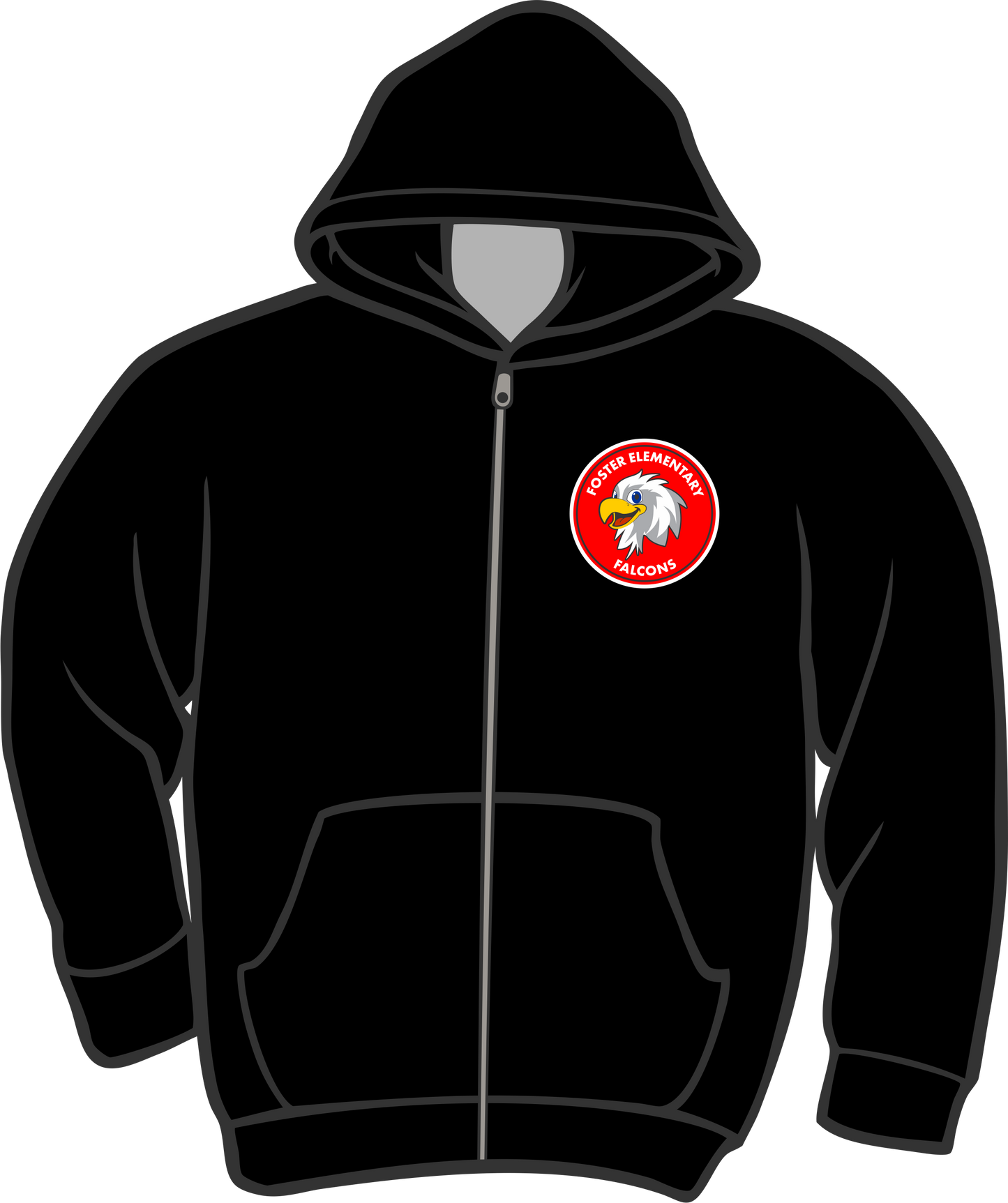Foster Black Zip Up Hoodie with Patch