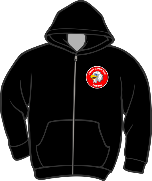 Foster Black Zip Up Hoodie with Patch
