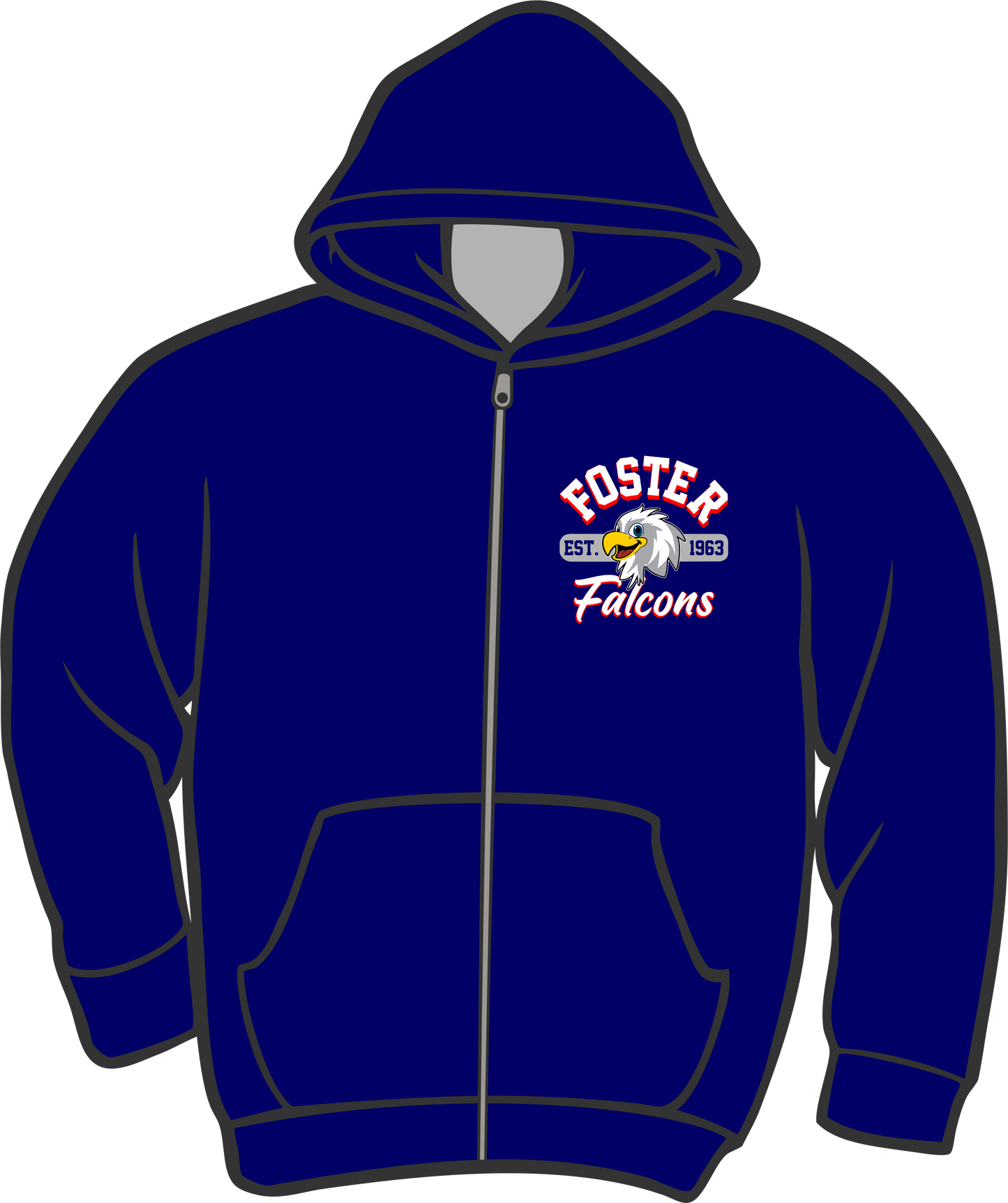 Foster Navy Zip Up Hoodie