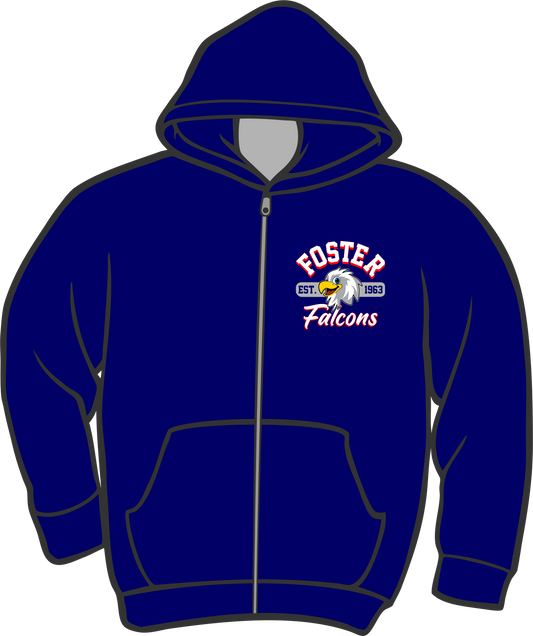 Foster Navy Zip Up Hoodie