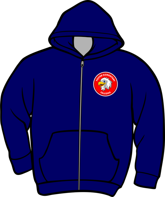 Foster Navy Zip UP Hoodie with Patch