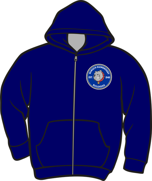 Bursch Navy Zip Up Hoodie with Patch