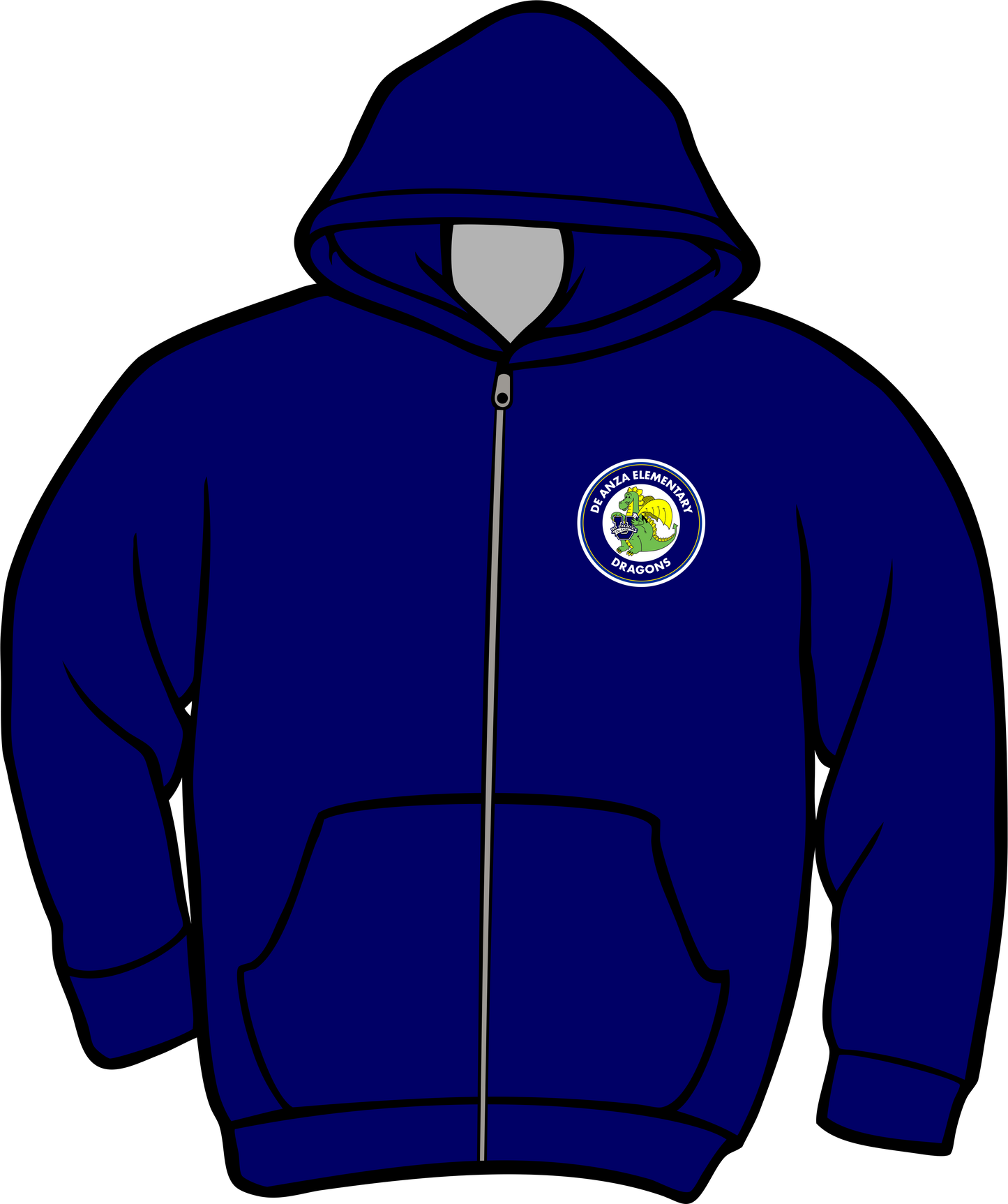 De Anza Navy Zip Up Hoodie