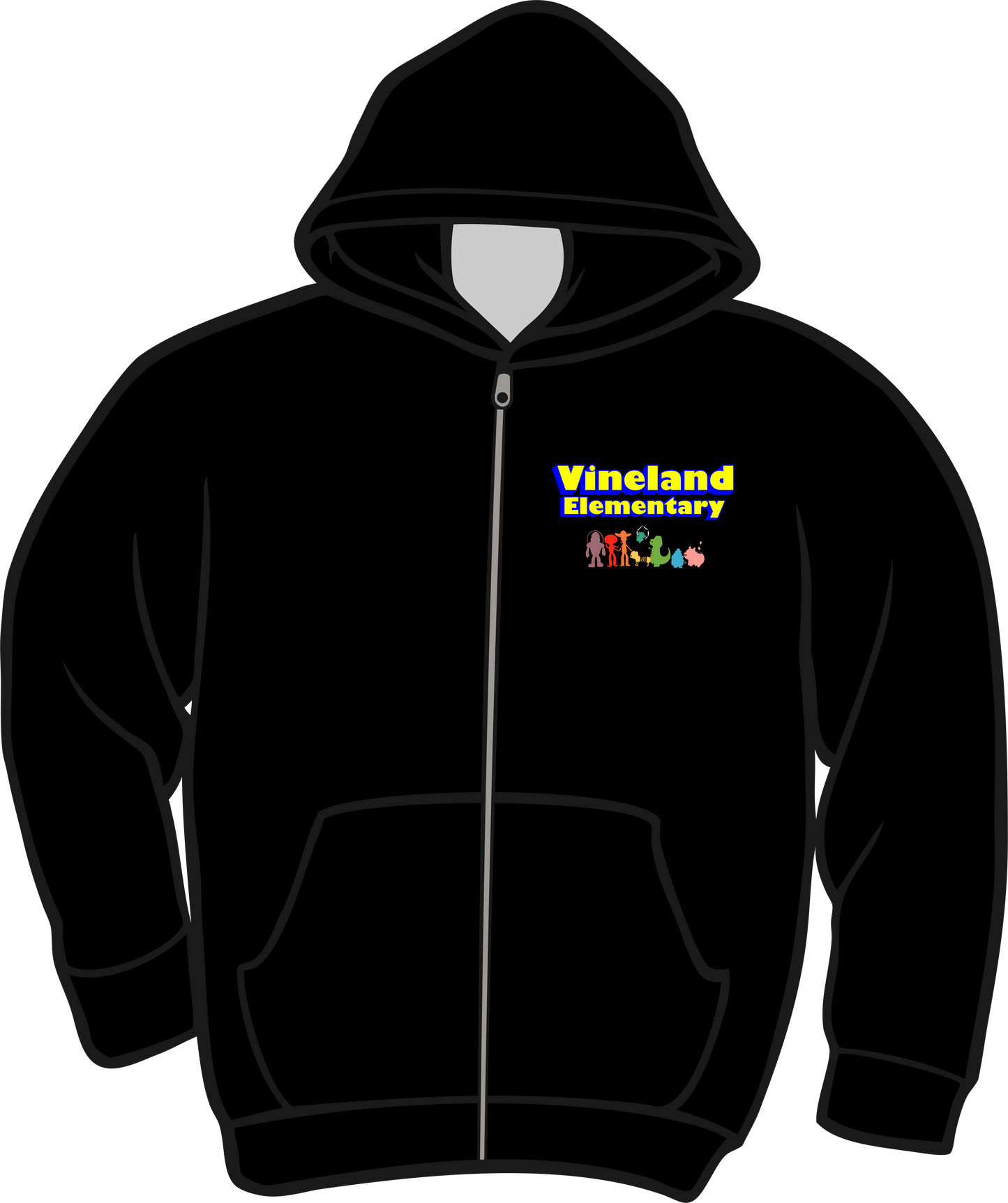 Vineland Black Zip Up Hoodie Friend