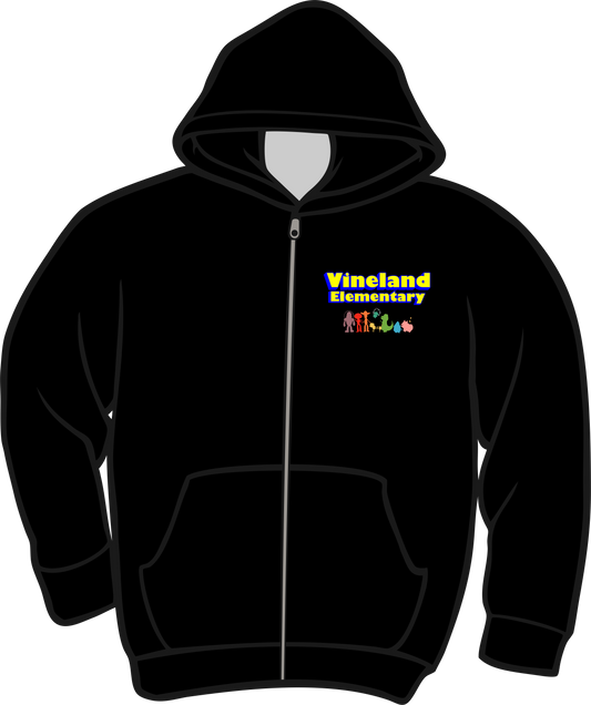Vineland Black Zip Up Hoodie Friend