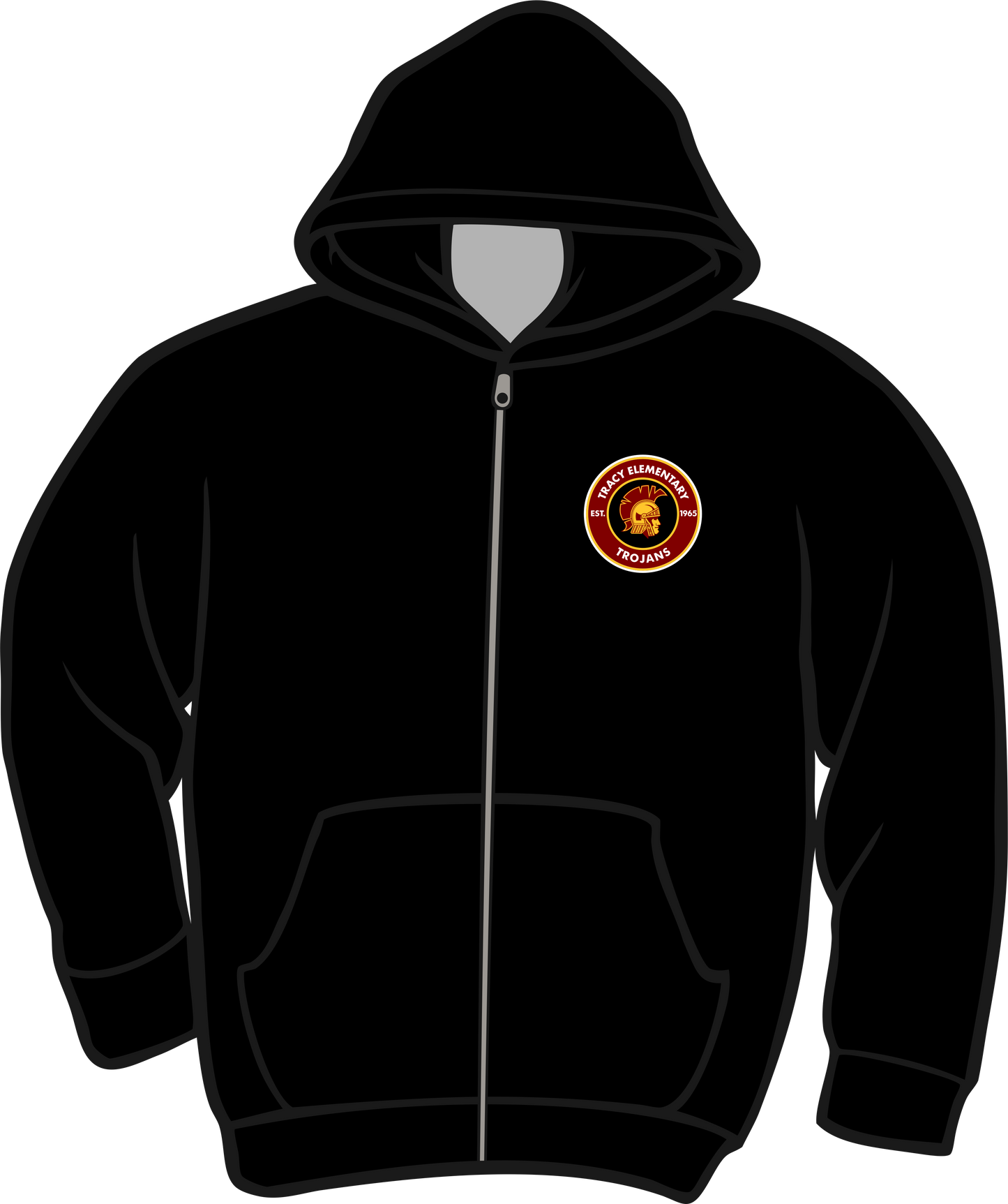 Tracy Black Zip Up Hoodie with a Patch